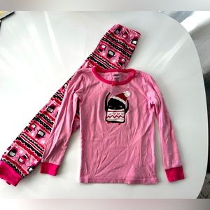 Gymboree girls Christmas pajamas size 7 pink penguin